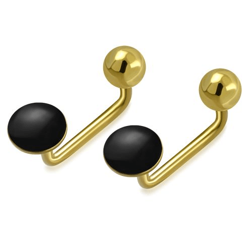 Golden Stainless Steel Stud Earings - 085