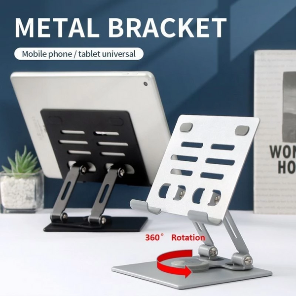 Metal Adjustable Tablet Holder With 360 Rotatable Black - A812