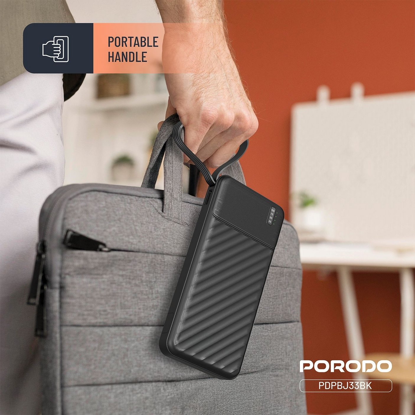 Porodo Piano 10000mAh Power Bank with Integrated Cables