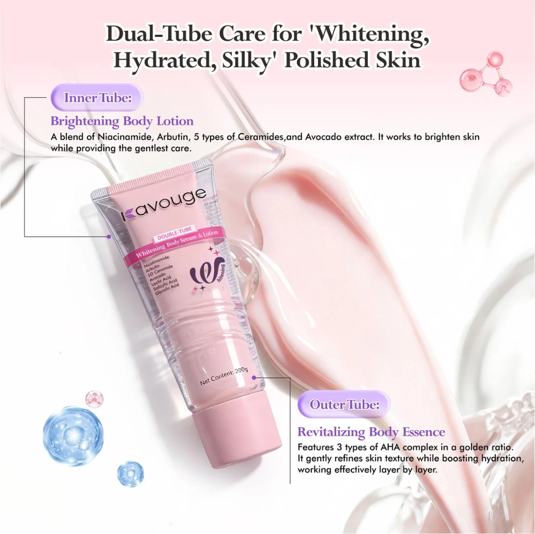 Kavouge Double Tube 2 In 1 Brightening Body Serum & Lotion - 200g