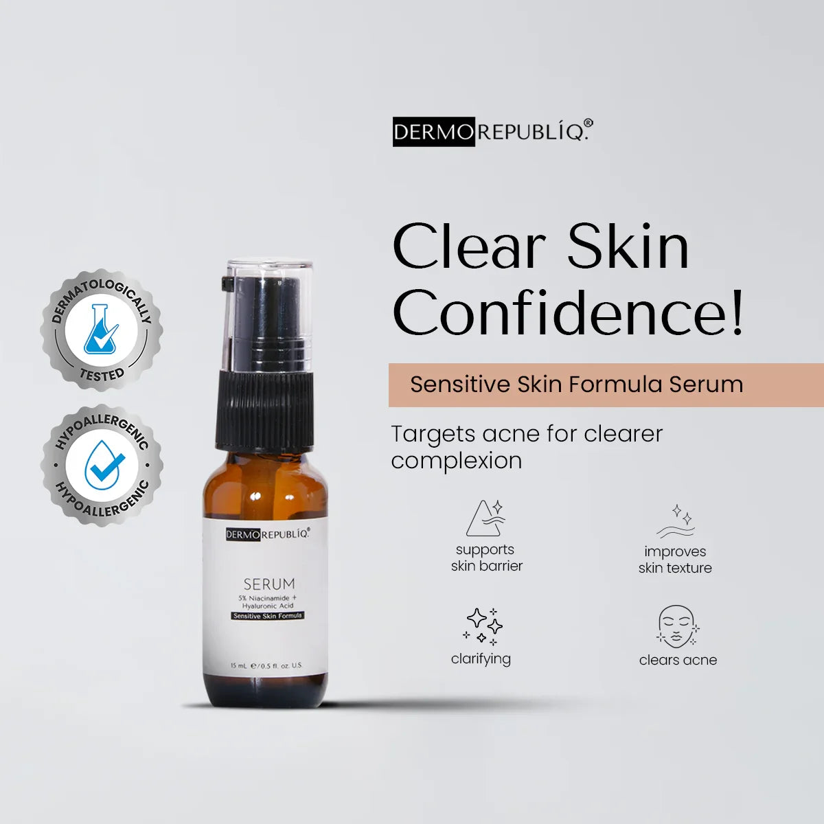Dermorepubliq 5% Niacinamide + HA Sensitive Skin Formula Serum - 30ml
