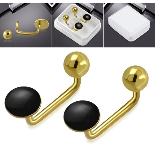 Golden Stainless Steel Stud Earings - 085