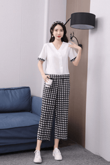 طقم بيجامات نسائية كاجوال على الطراز الكوري مكون من قطعتين - 9037#