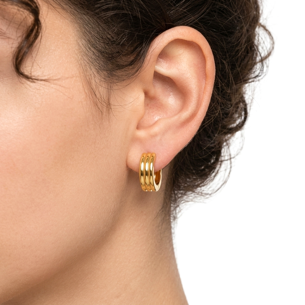 Golden Stainless Steel Trendy Design Earrings - 126