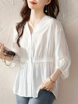 Women's V Neck Casual Fashion Top - 013