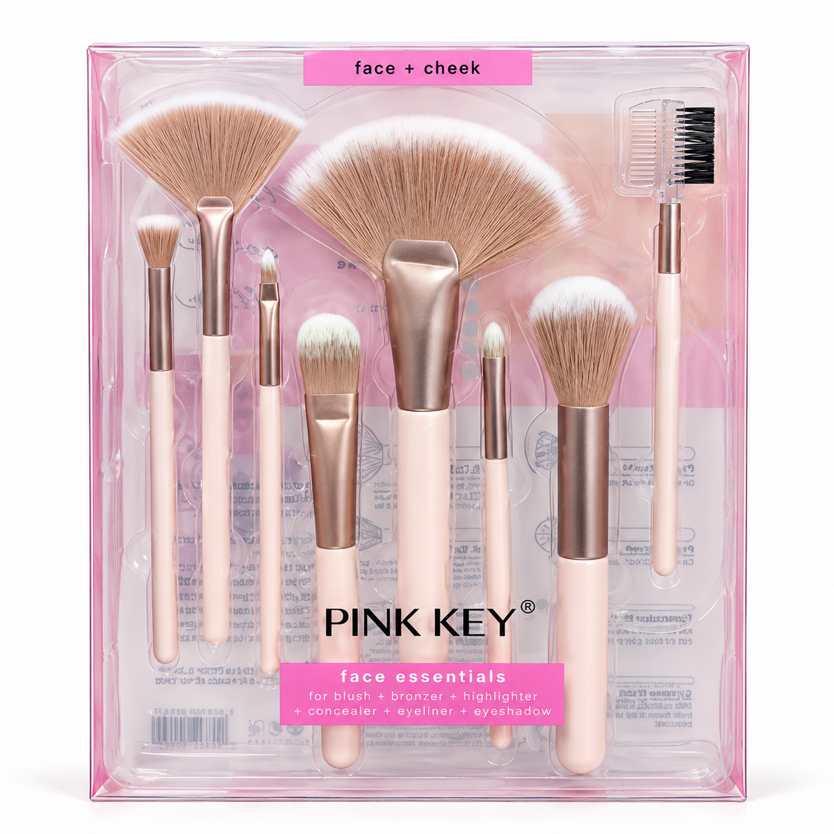 Pink Key 8 Piece Makeup Brush Set  - PK6731