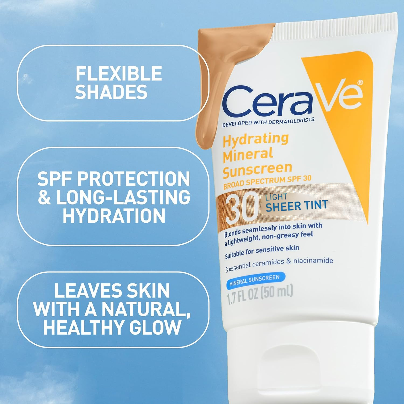 CeraVe Hydrating Mineral Sunscreen SPF 30 Light Sheer Tint - 50ml