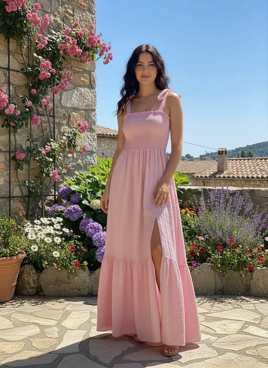 Women's Spring & Split Tie Sleeveless Maxi Dress