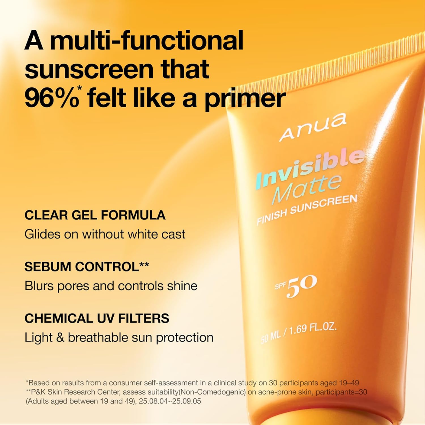 Anua Invisible Matte Finish Sunscreen SPF 50 PA+++ - 50ml