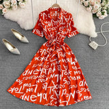 Women's Turn Down Collar Single Breasted Casual Dress