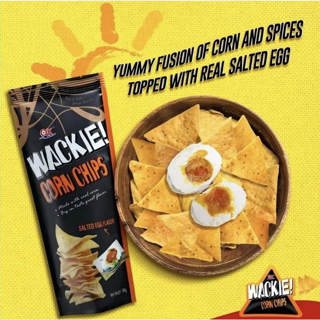 OK Wackie Corn Chips Salted Egg Flavor - 98g