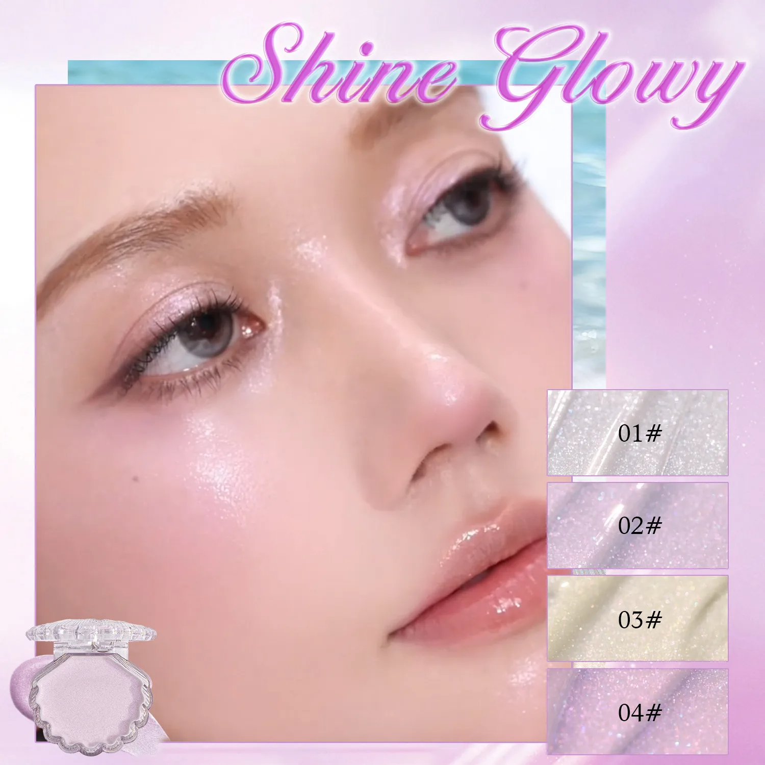 Olibolla Shell Bling 3D Highlighter Glitter Blush