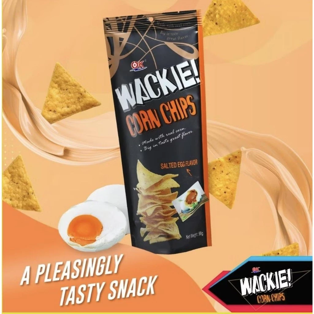 OK Wackie Corn Chips Salted Egg Flavor - 98g