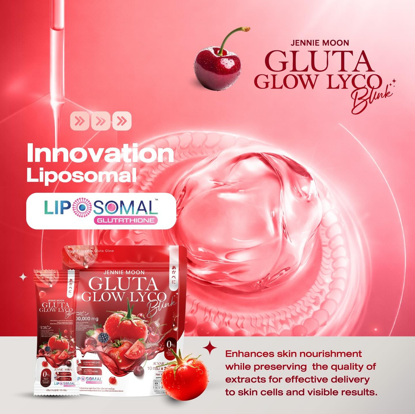 Jennie Moon Gluta Glow Lyco Blink - 10g x 30 Sachets (300g)