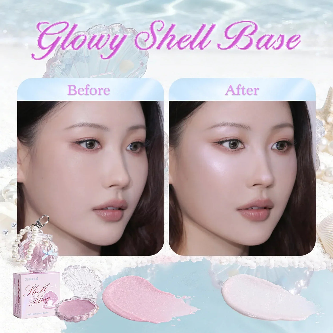 Olibolla Shell Bling 3D Highlighter Glitter Blush