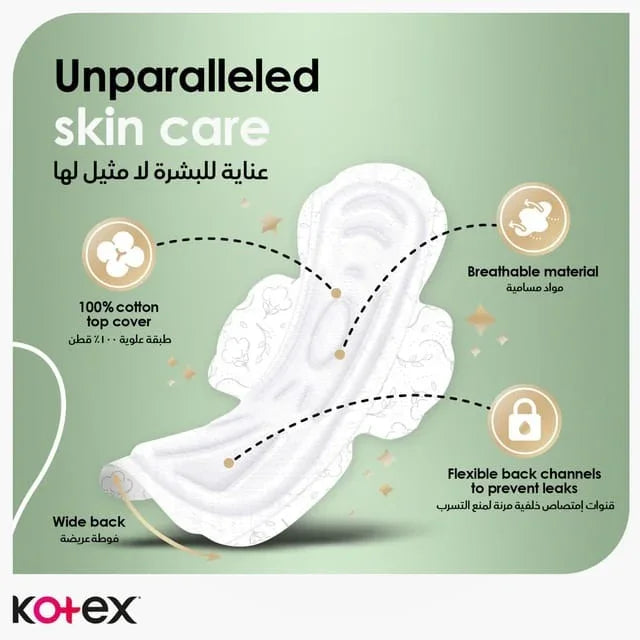 Kotex Natural Maxi Protect Overnight Sanitary Pads With Wings - 44s