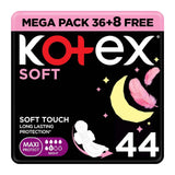 Kotex Soft Touch Maxi Protect Night Sanitary Pads With Wings - 44s