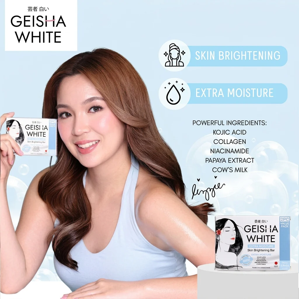 Geisha Soap Extra Moisture Skin Brightening Bar - 65g x 2Pcs