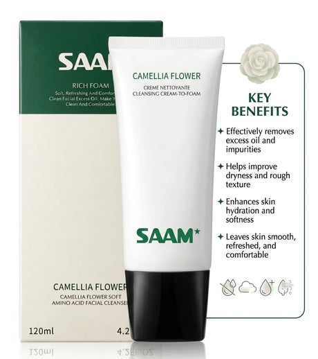 SAAM Rich Foam Camellia Flower Soft Facial Cleanser - 120ml