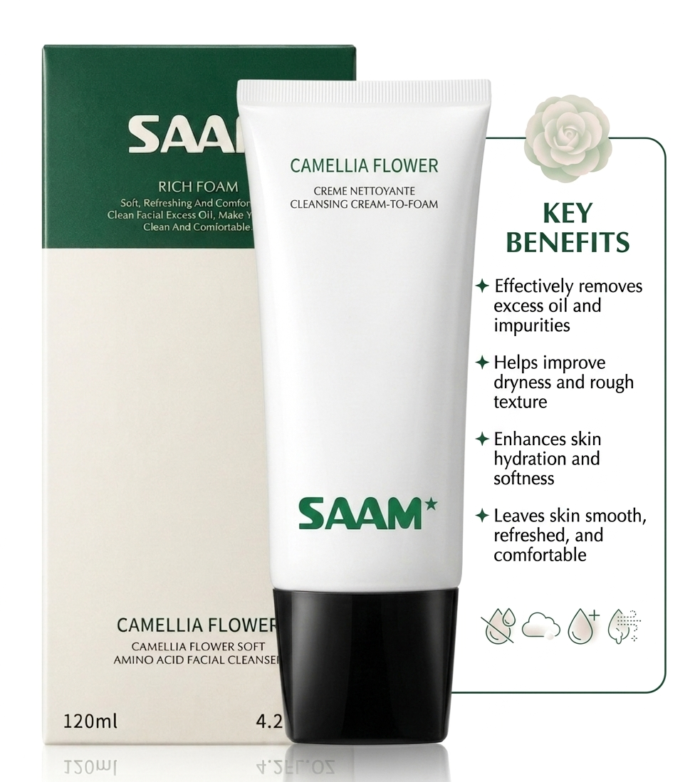 SAAM Rich Foam Camellia Flower Soft Facial Cleanser - 120ml
