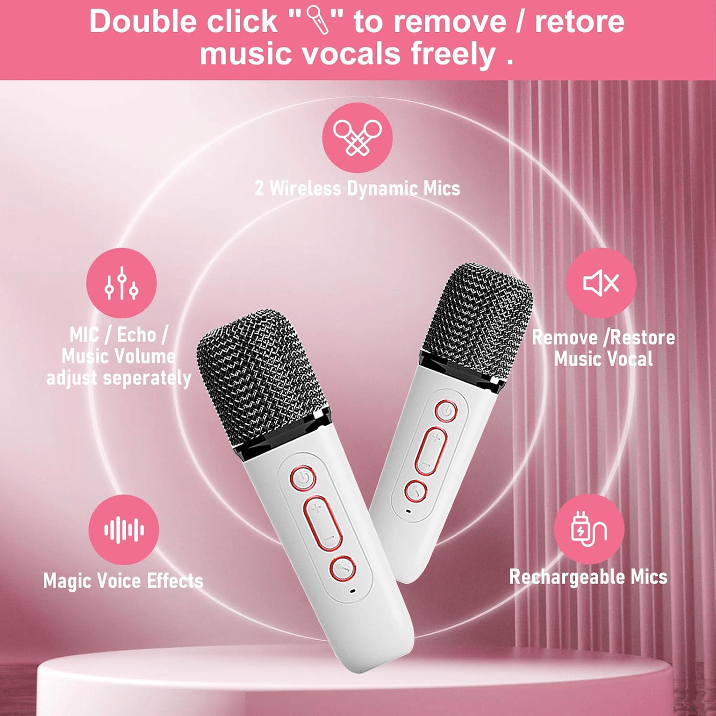 Wireless Portable Karaoke Machine With Dual Microphone - Y1