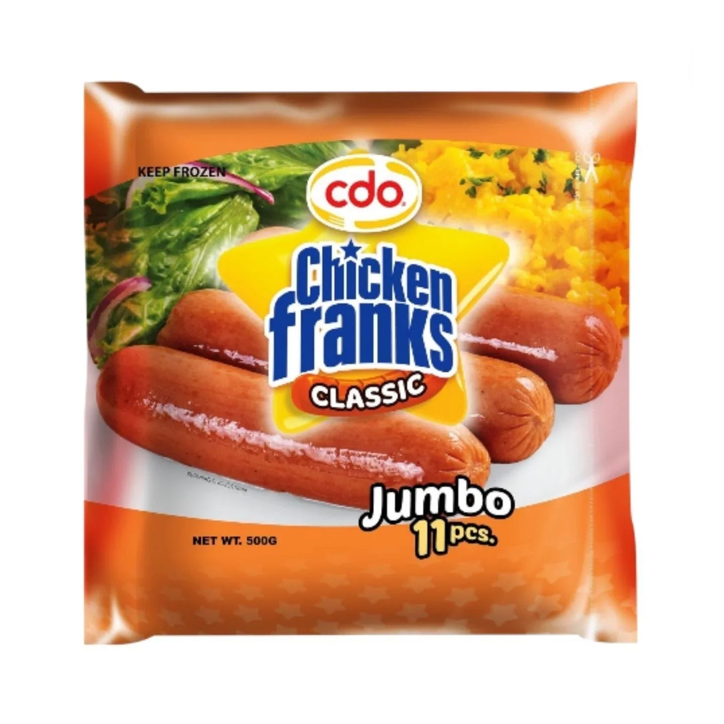 CDO Chicken Franks Classic Jumbo 11 Pcs - 500g