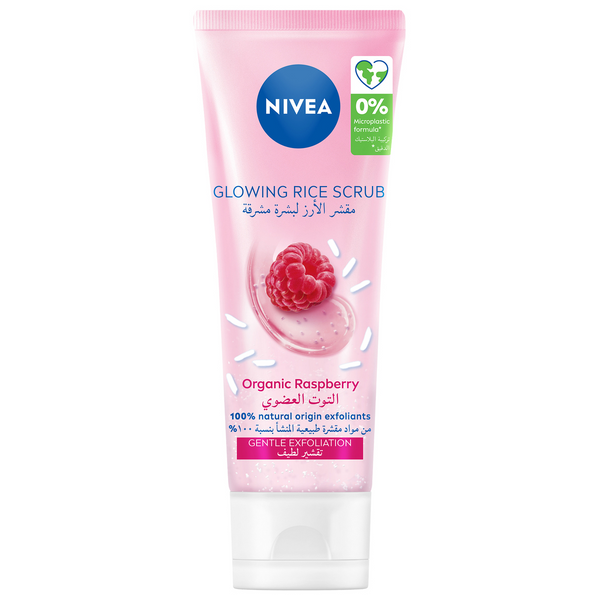 Nivea Glowing Face Rice Scrub Organic Raspberry - 75ml