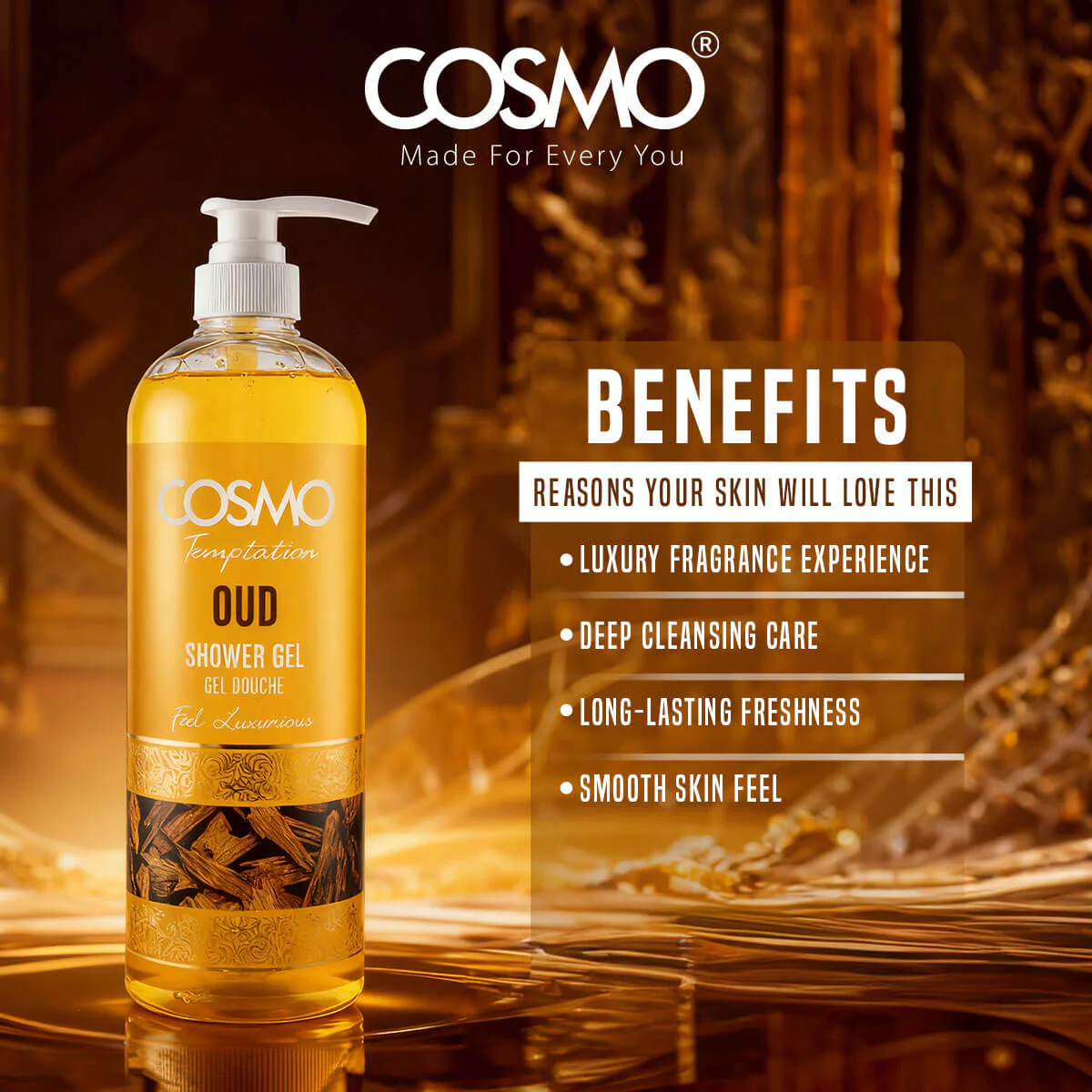 Cosmo Temptation Oud Shower Gel - 1000ml
