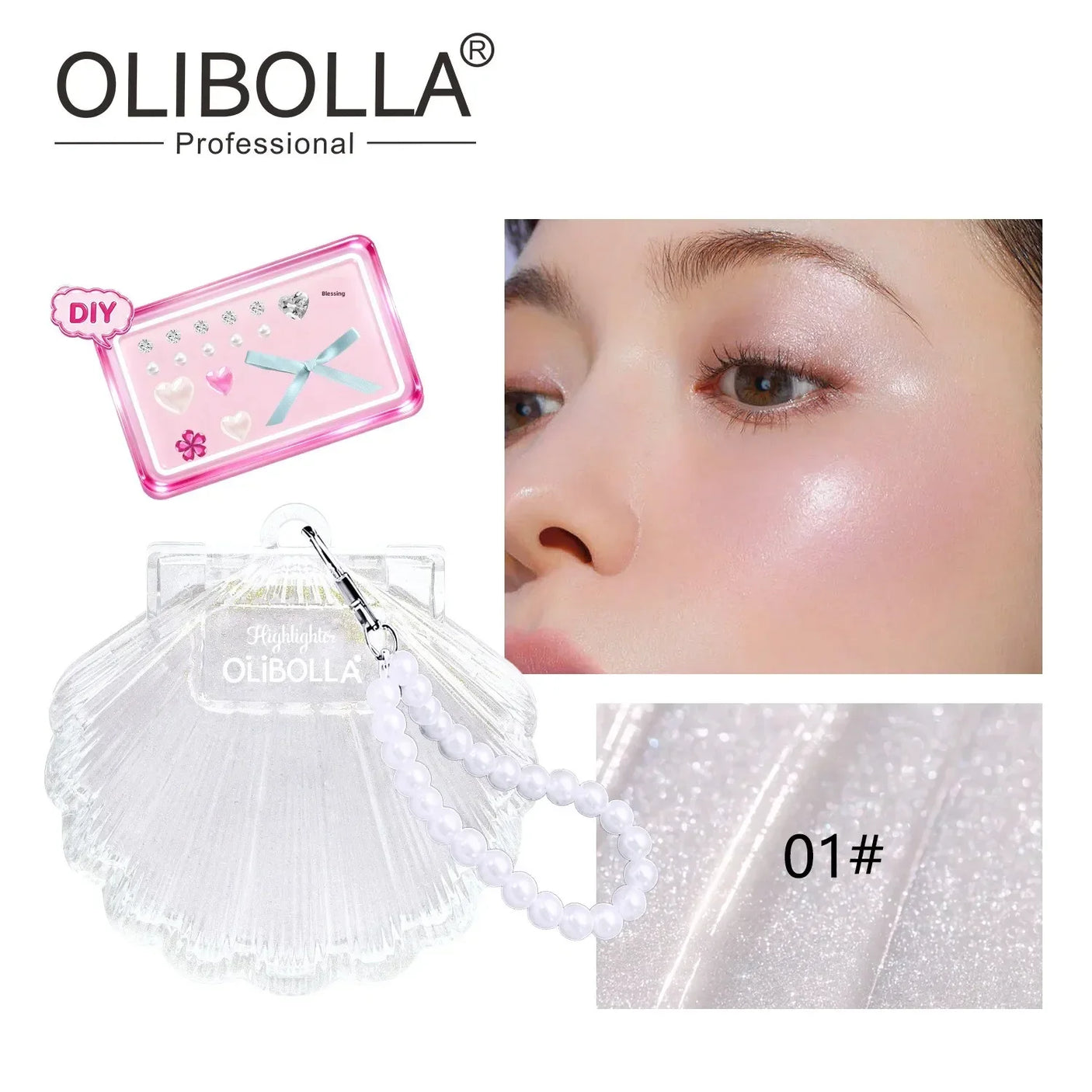 Olibolla Shell Bling 3D Highlighter Glitter Blush