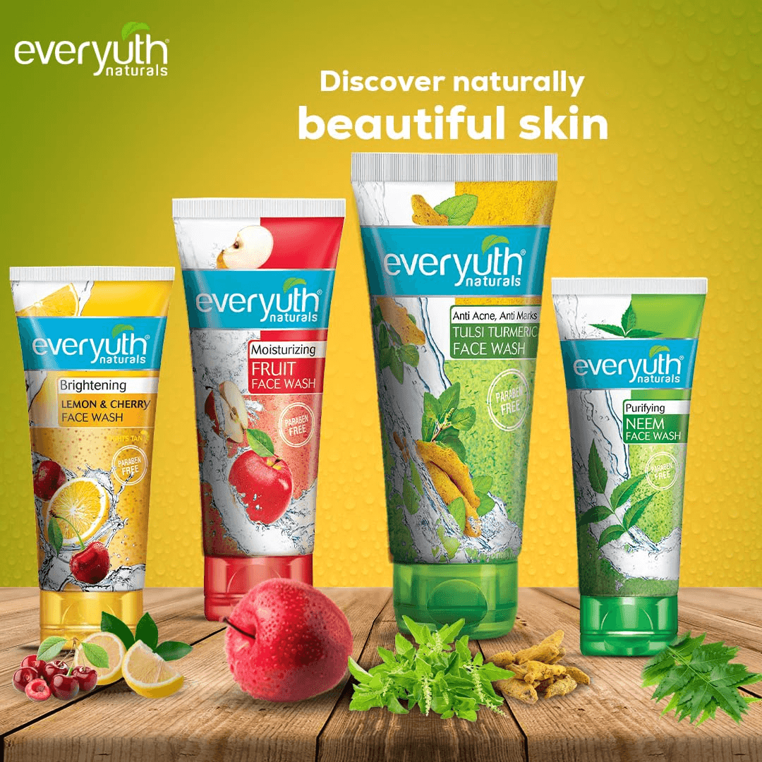 غسول الوجه Everyuth Naturals بالليمون والكرز والريحان والكركم - 2 × 150 جم