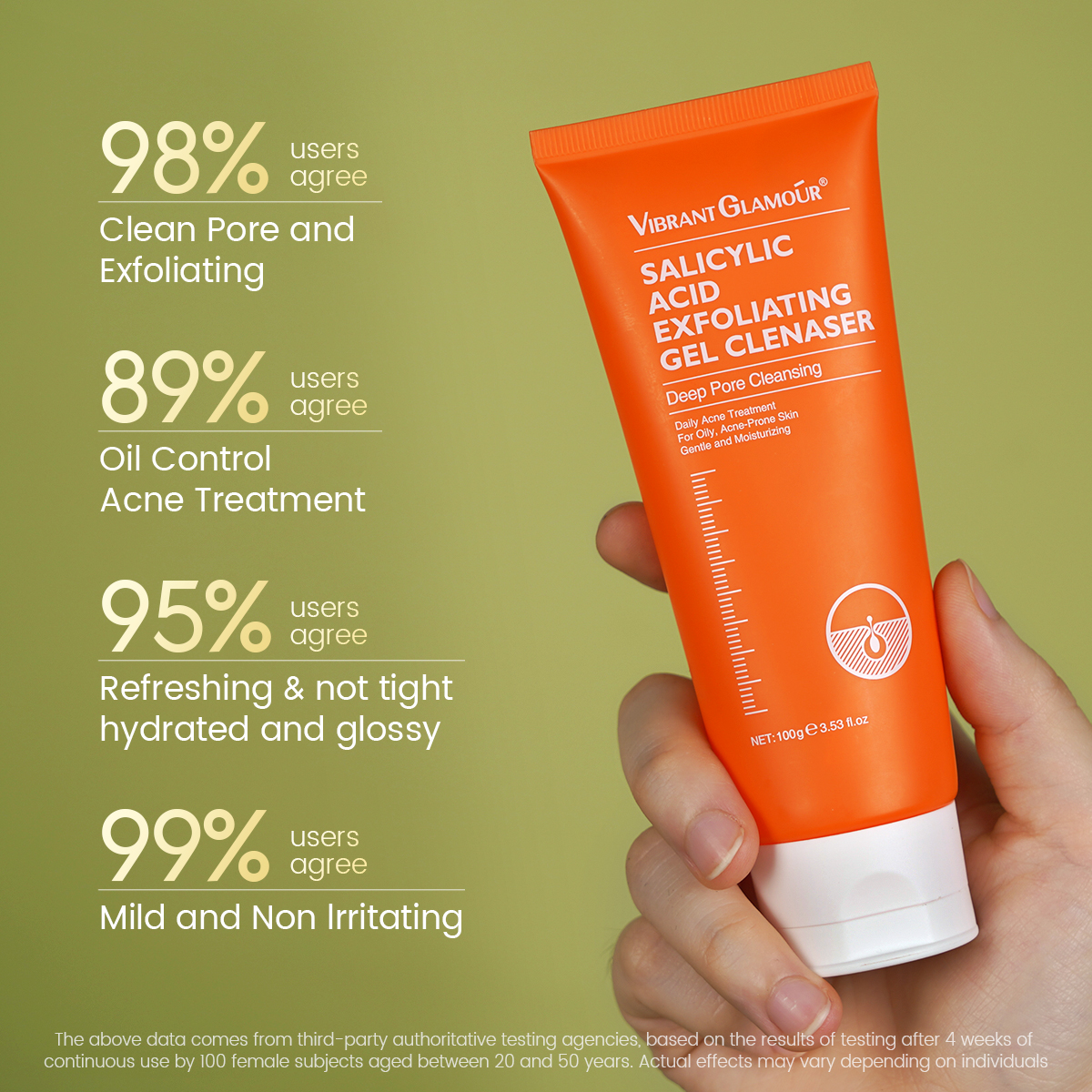 Vibrant Glamour Salicylic Acid Exfoliating Gel Cleanser - 100g