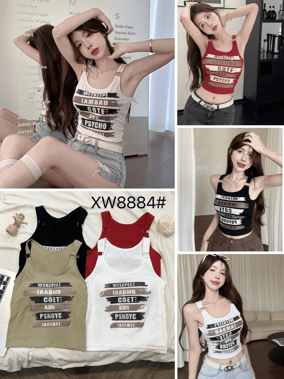 Camisoles With Chest Pad Sleeveless Streetwear Tank Tops - XW8884