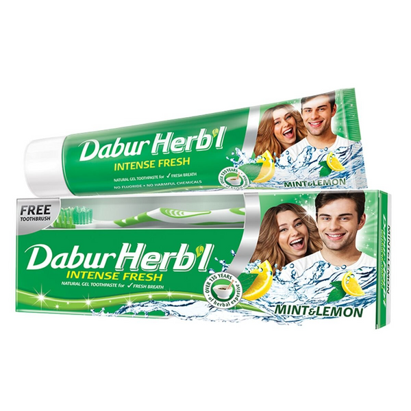 Dabur Herbal Intense Fresh Gel Toothpaste With Tooth Brush Free - 150g