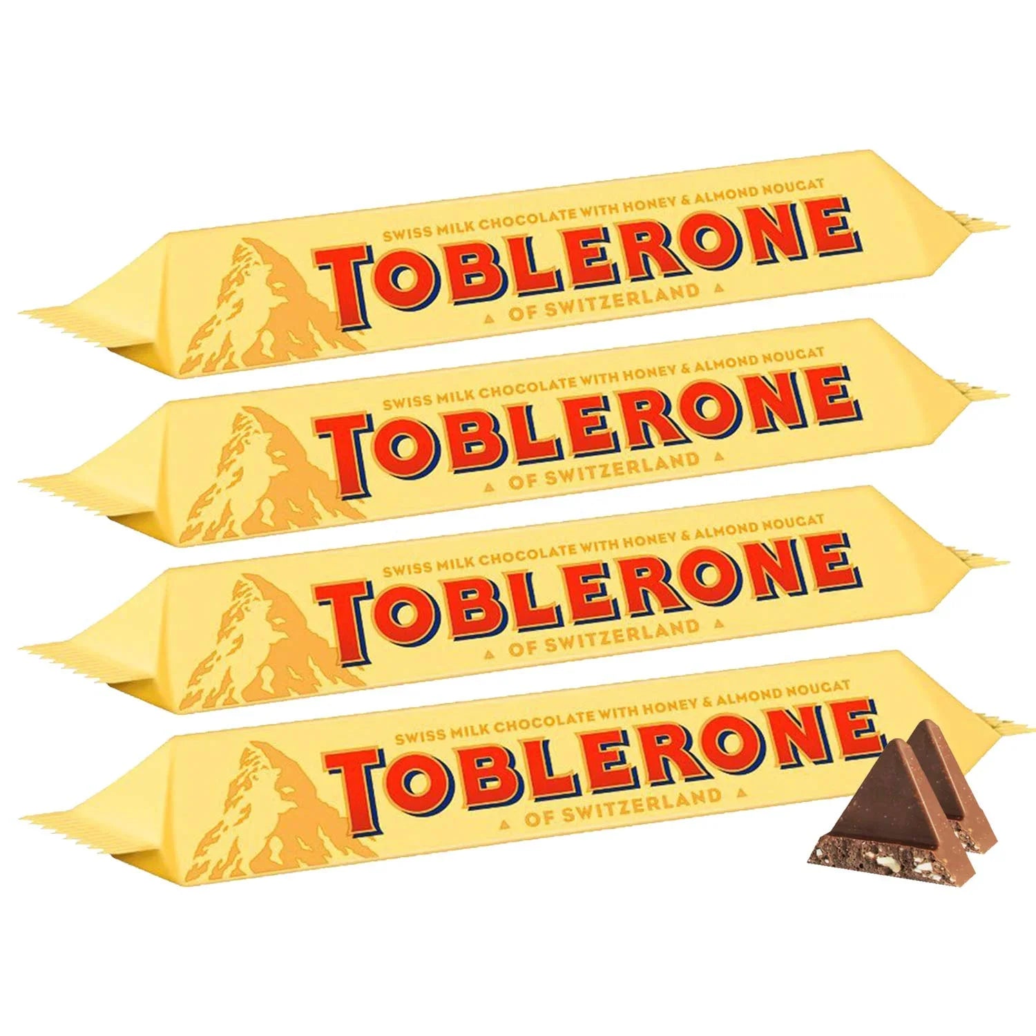 Toblerone Milk Chocolate With Honey & Almond Nougat - 50g × 4Pcs (200g)