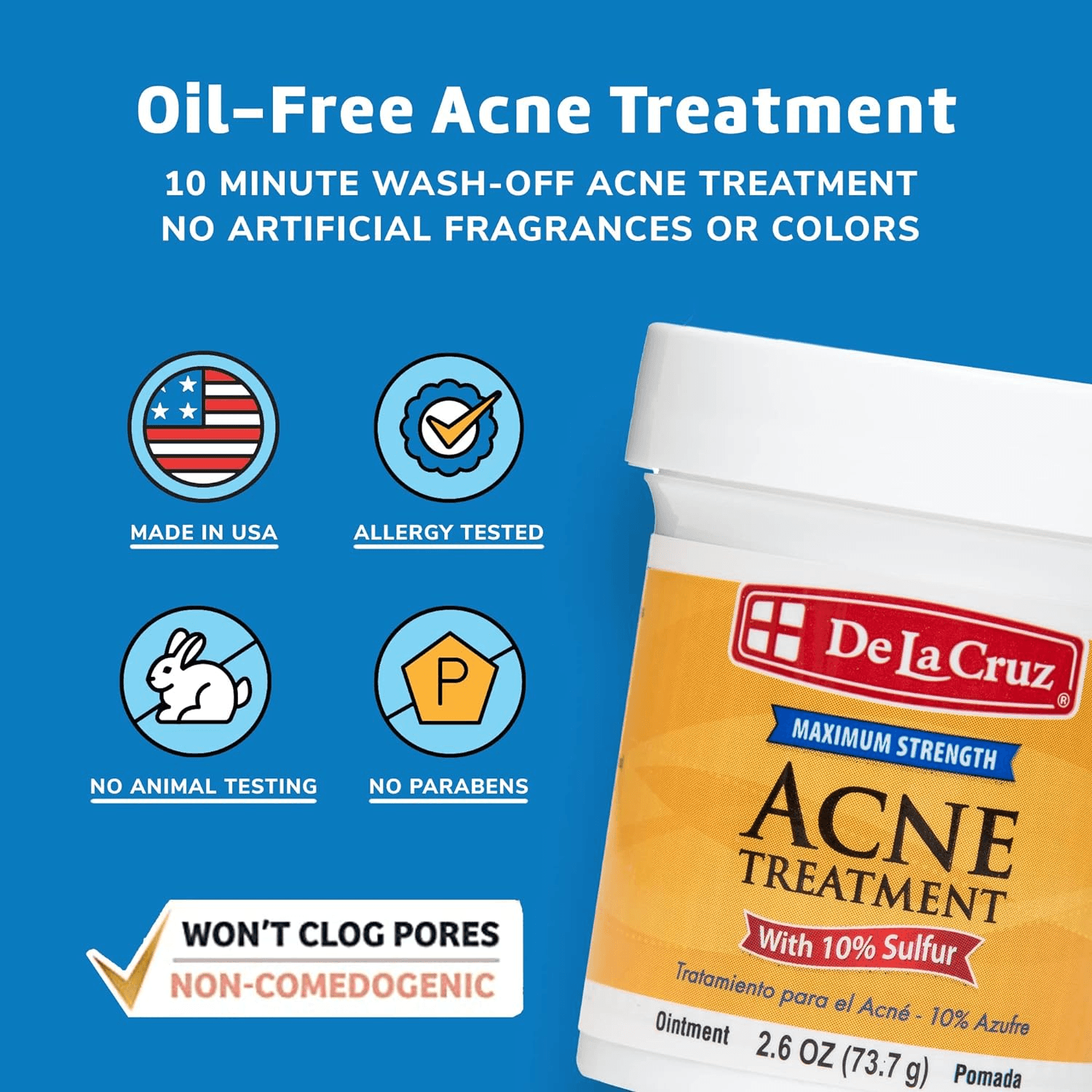 De La Cruz Maximum Strength Acne Treatment - 73.7g