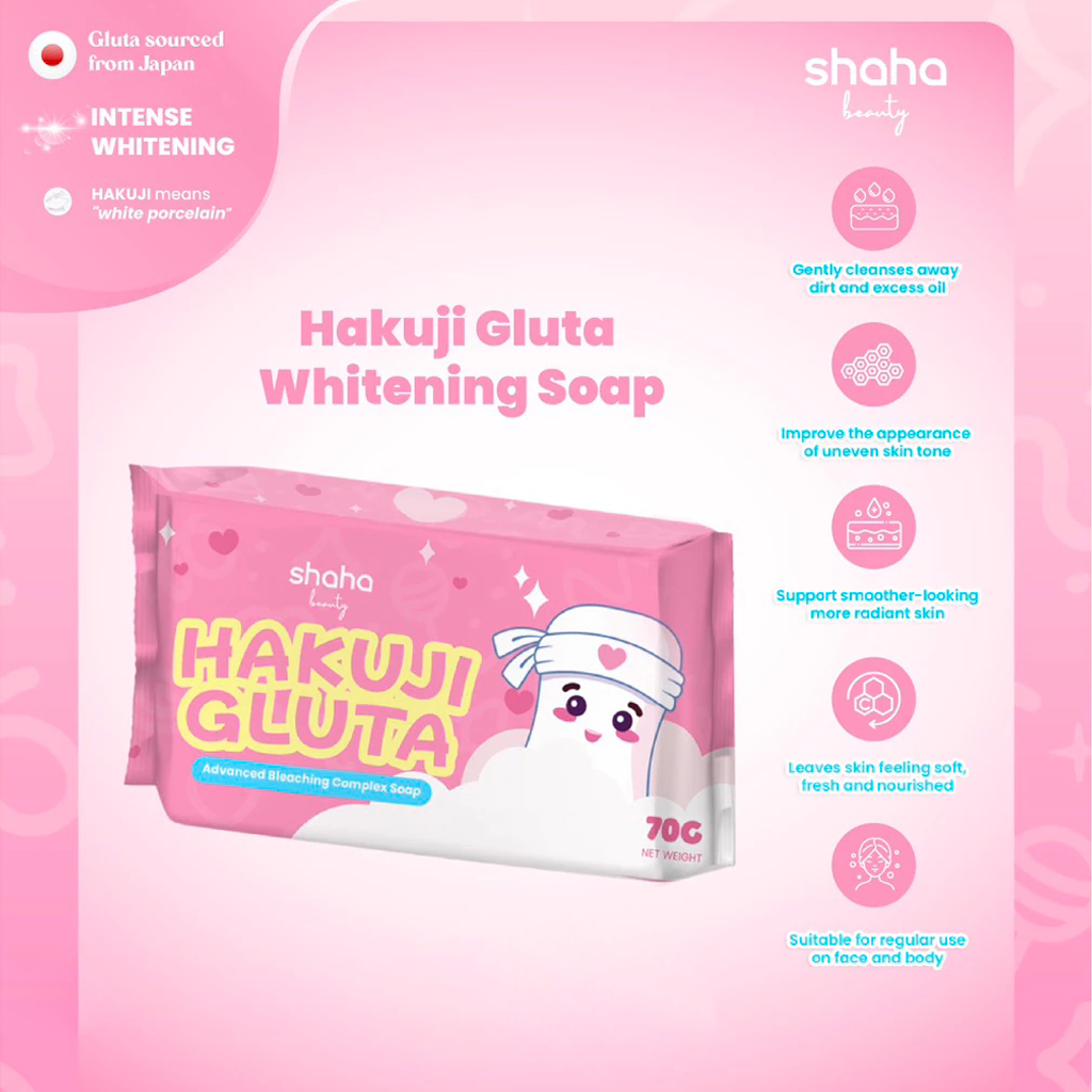 Shaha Beauty Hakuji Gluta Soap - 3 Bars × 70g (210g)