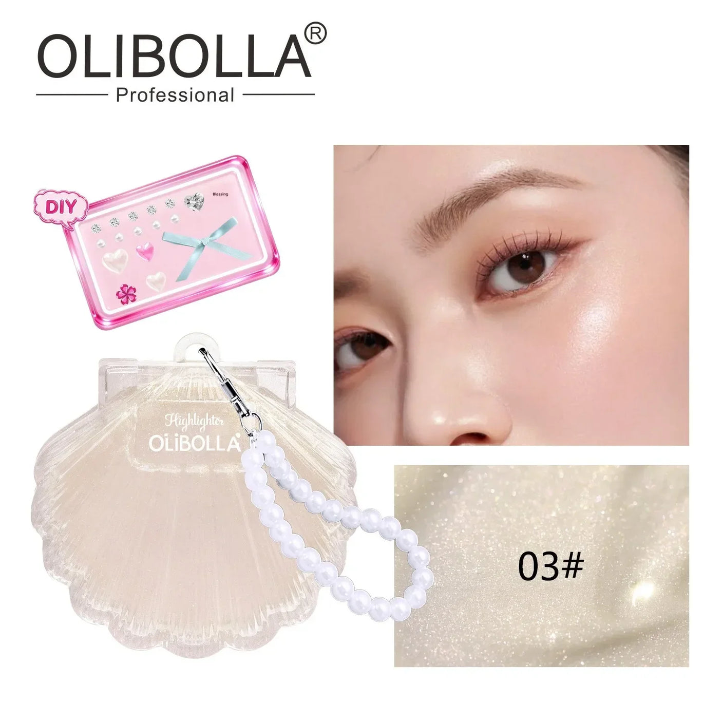 Olibolla Shell Bling 3D Highlighter Glitter Blush