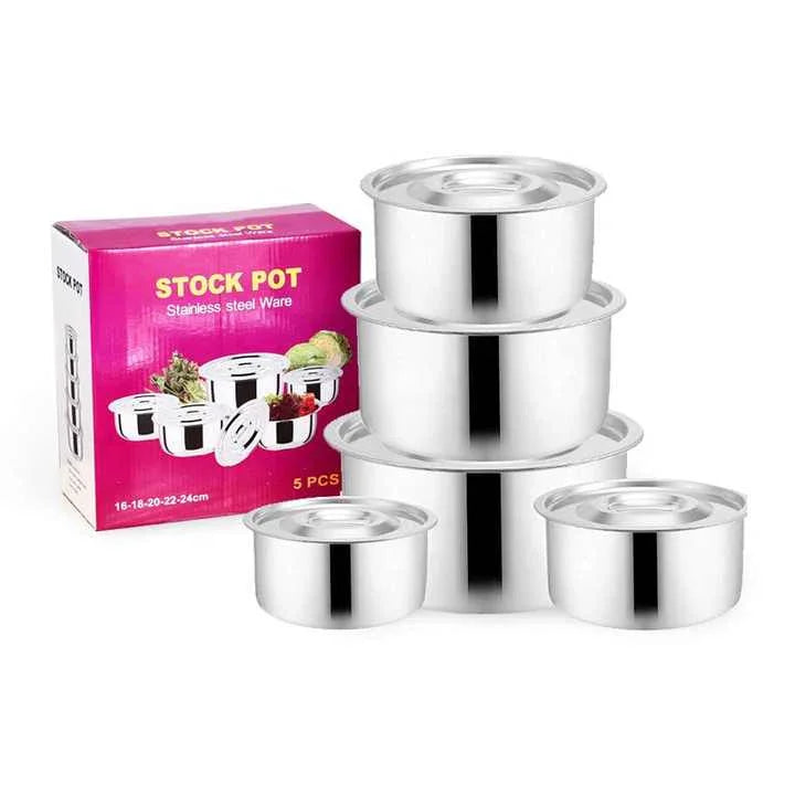 Stainless Steel Ware Stock Pot 5 Pcs Set