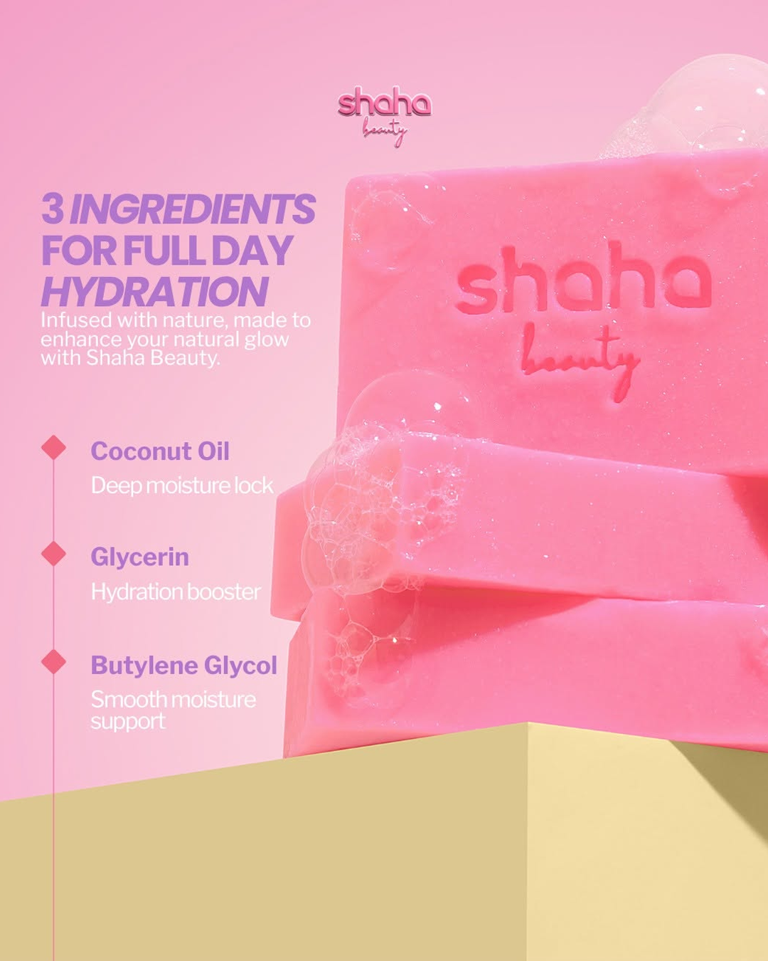 Shaha Beauty Hakuji Gluta Soap - 3 Bars × 70g (210g)