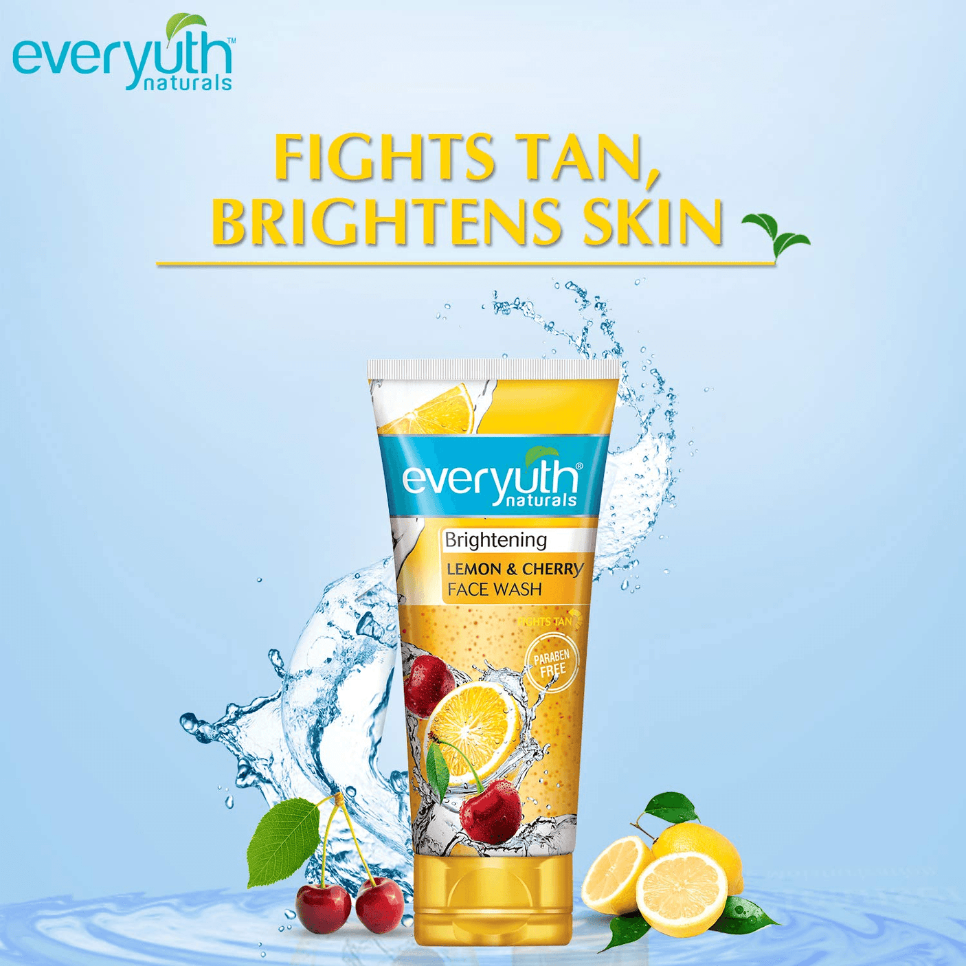 غسول الوجه Everyuth Naturals بالليمون والكرز والريحان والكركم - 2 × 150 جم