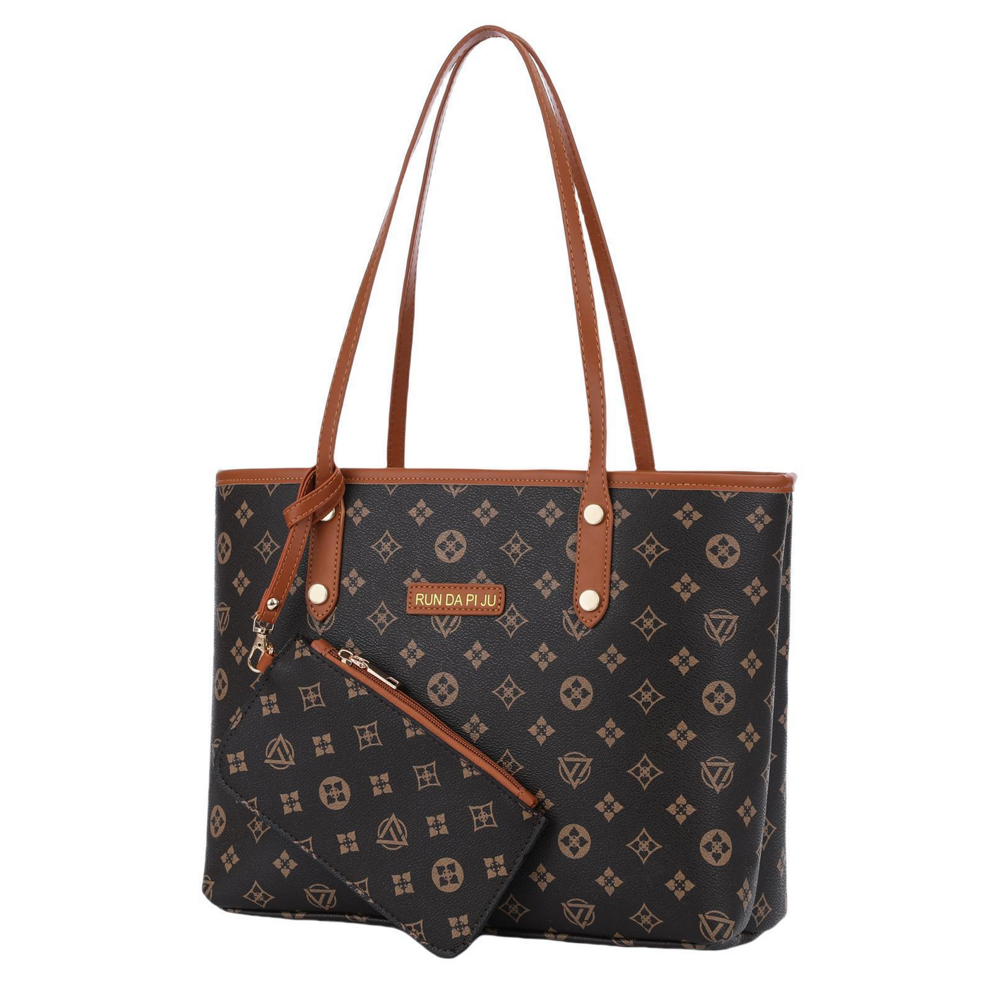 Women's Vintage Pattern Large Tote Bag With Small Purse - 9024#