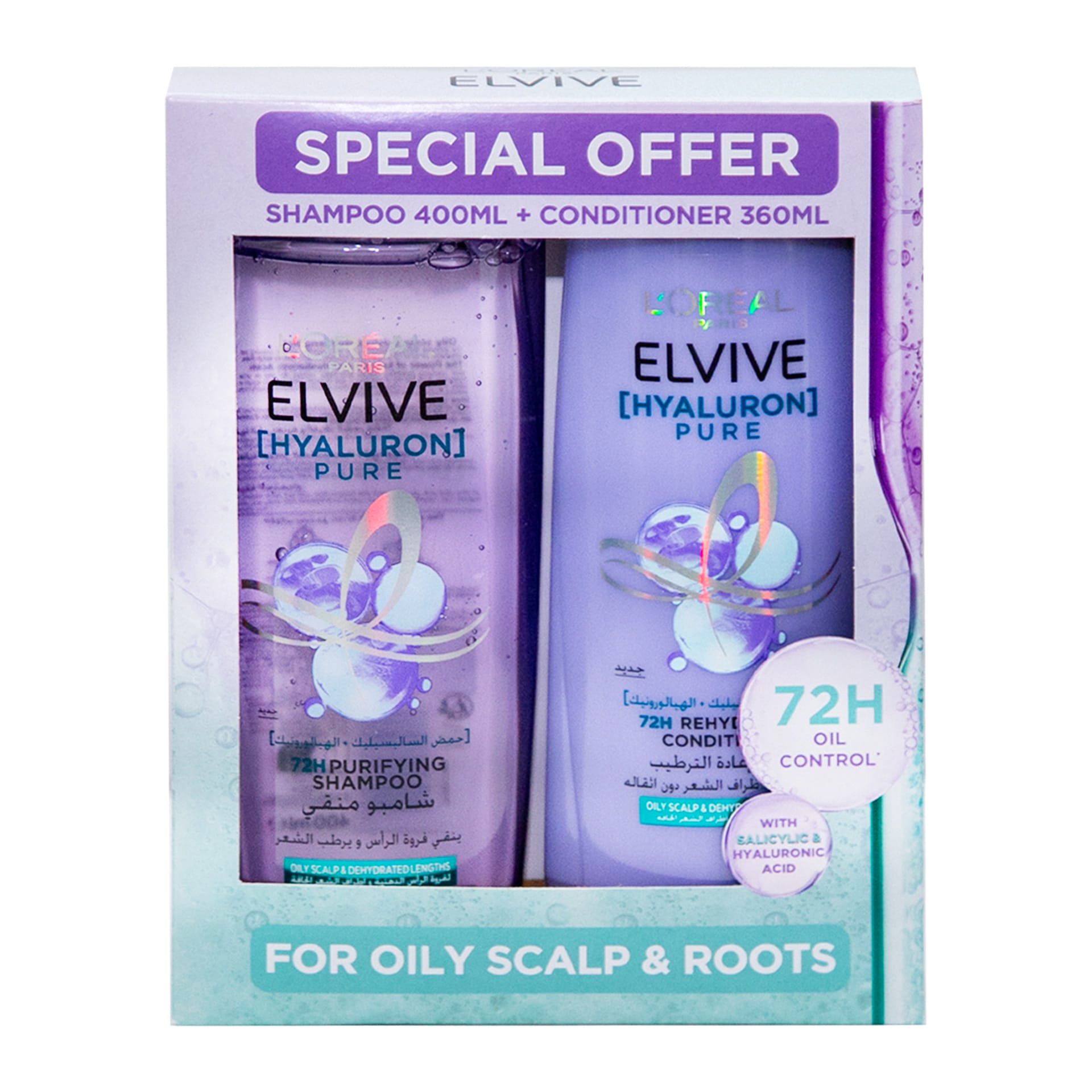 L'Oreal Elvive Hyaluron Pure Shampoo + Conditioner - 400ml + 360ml