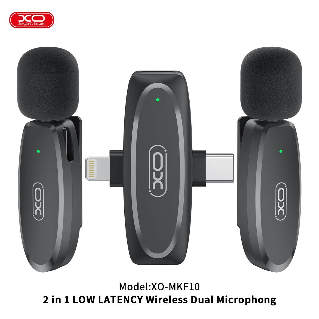 ميكروفون لاسلكي مزدوج منخفض الكمون 2 في 1 من XO-MKF10