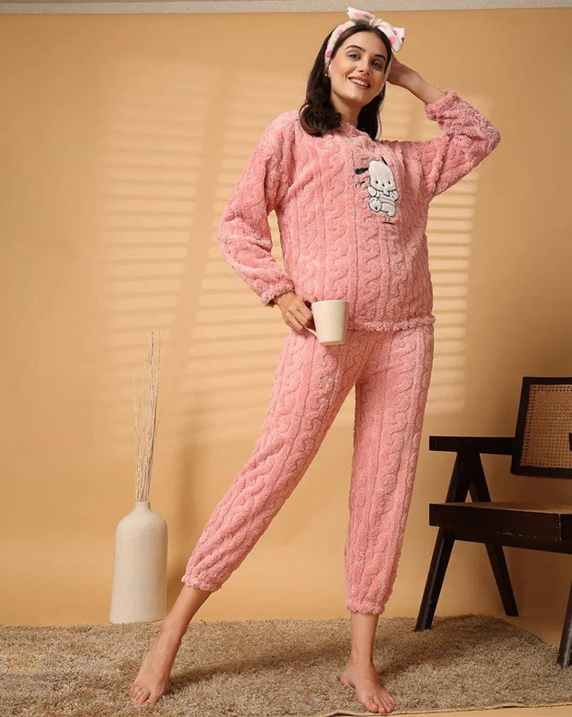 Women's Warm & Fuzzy Knitted Pajama Set