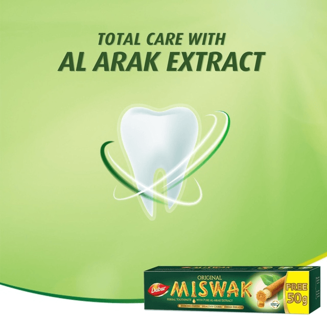 Dabur Original Miswak Herbal Toothpaste - 120g+50g