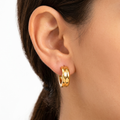 Golden Stainless Steel Trendy Design Earrings - 127