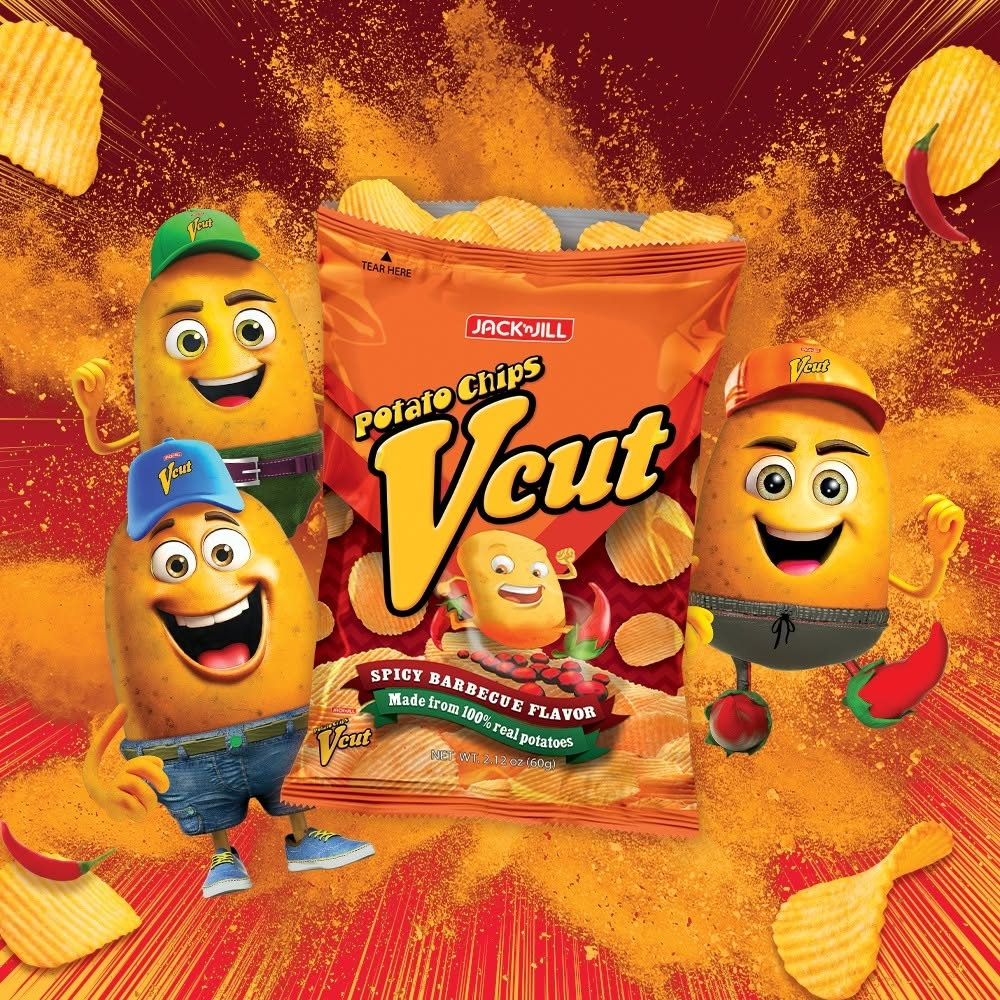 Jack 'n Jill V Cut Potato Chips Spicy BBQ - 60g (2+1) Offer