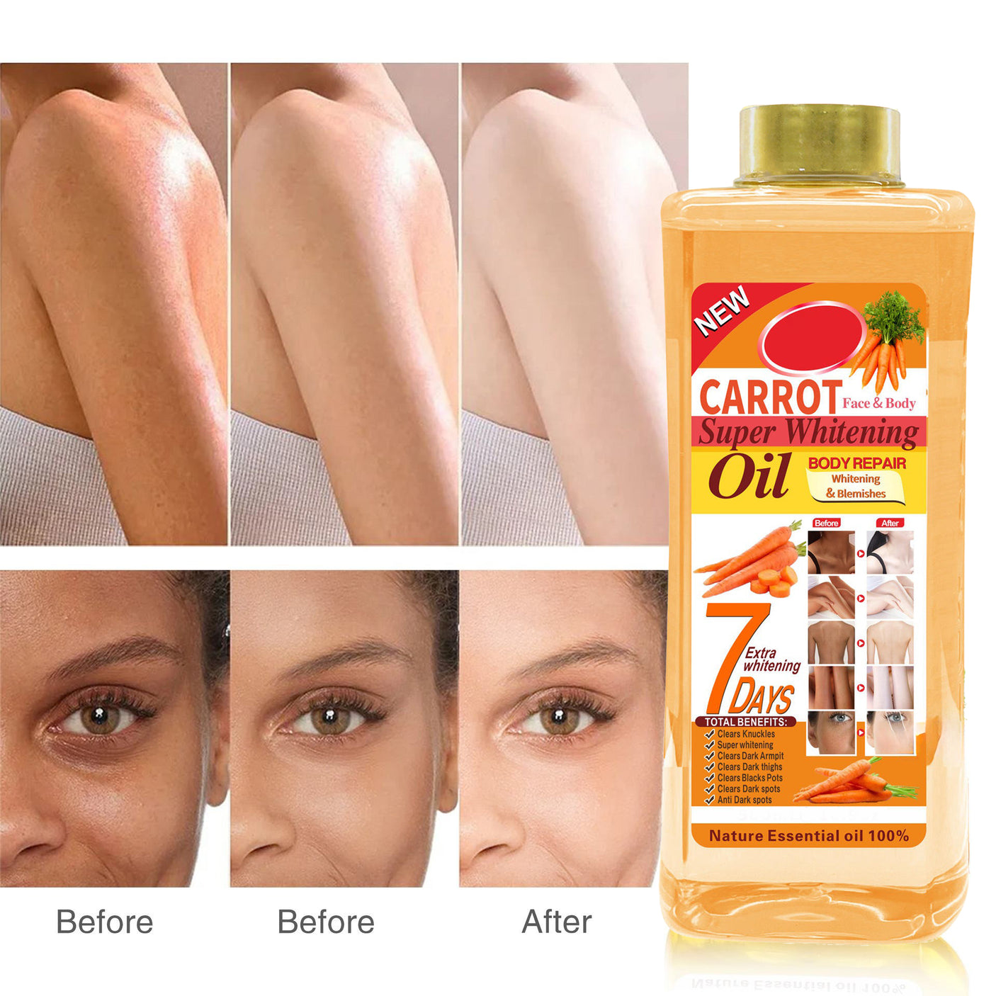 Veet Gold Carrot Super Brightening Face & Body Repair Oil - 1000ml