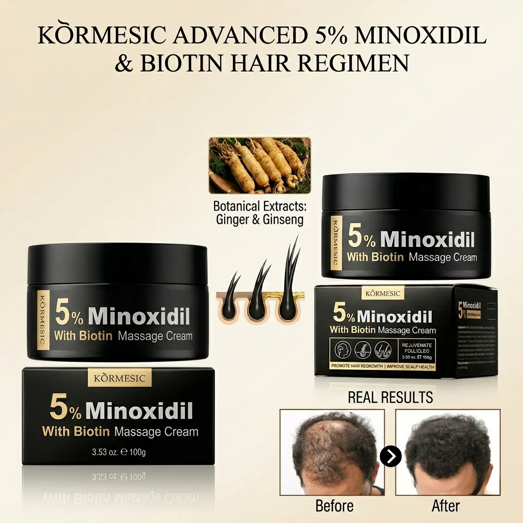 Kormesic 5% Minoxidil With Biotin Hair Massage Cream - 100g