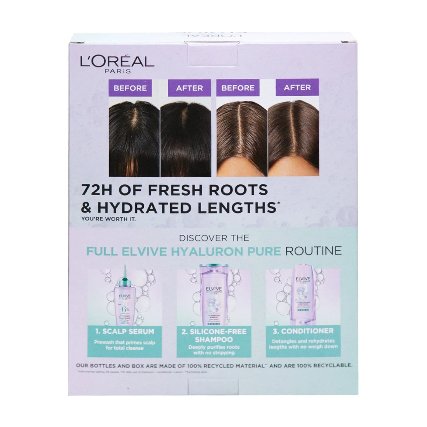 L'Oreal Elvive Hyaluron Pure Shampoo + Conditioner - 400ml + 360ml